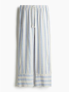 H&M Blue and White Striped Wide-Leg Pants